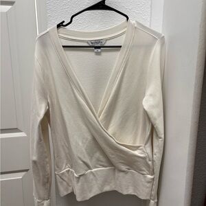 Athleta Ivory V-Neck Sweater